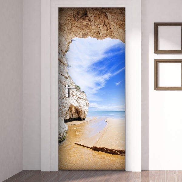 Adhesivo para puertas recortable y sin burbujas Cueva de la playa 83x210 cm