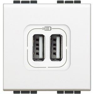 Eikon 20295 2 Module High Power USB Outlet Grey, White, Silver