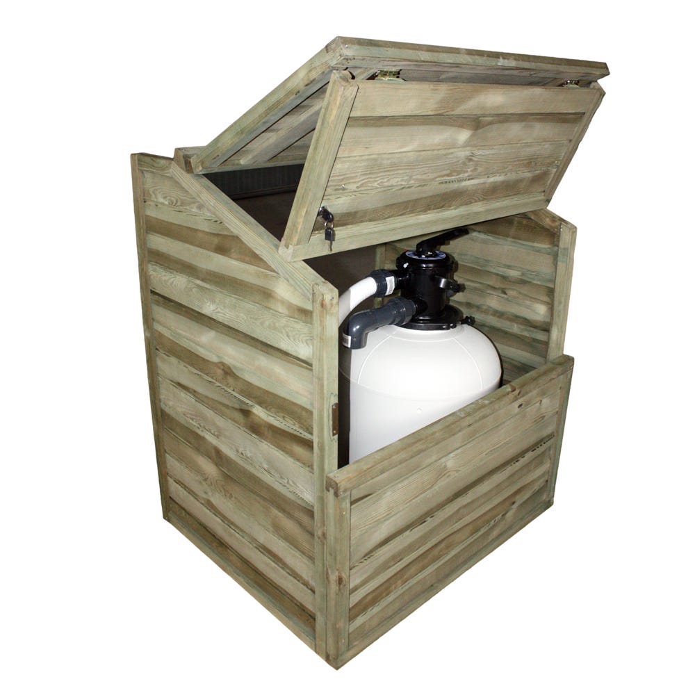 Coffre de filtration en bois pour piscine composite hors-sol - H 89 cm -  Happy bois - Le spécialiste des piscines hors sol en bois