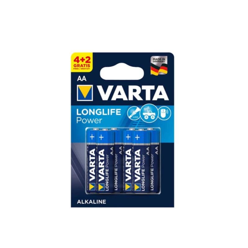 Blister de 8 piles + 2 gratuites VARTA LR6 - AA - Longlife - Alcaline - 1.5V