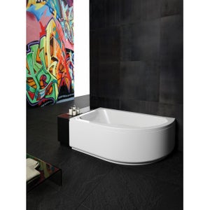 Siko Laguna Aneta Baignoire bain douche asymétrique 160x70 cm acrylique  positionnement droite, blanc (AN1600PPLUS) - Livea Sanitaire