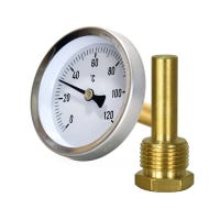 Thermomètre à plongeur 100 mm Axial - 0 à 120°C - Ø63 mm - Thermador