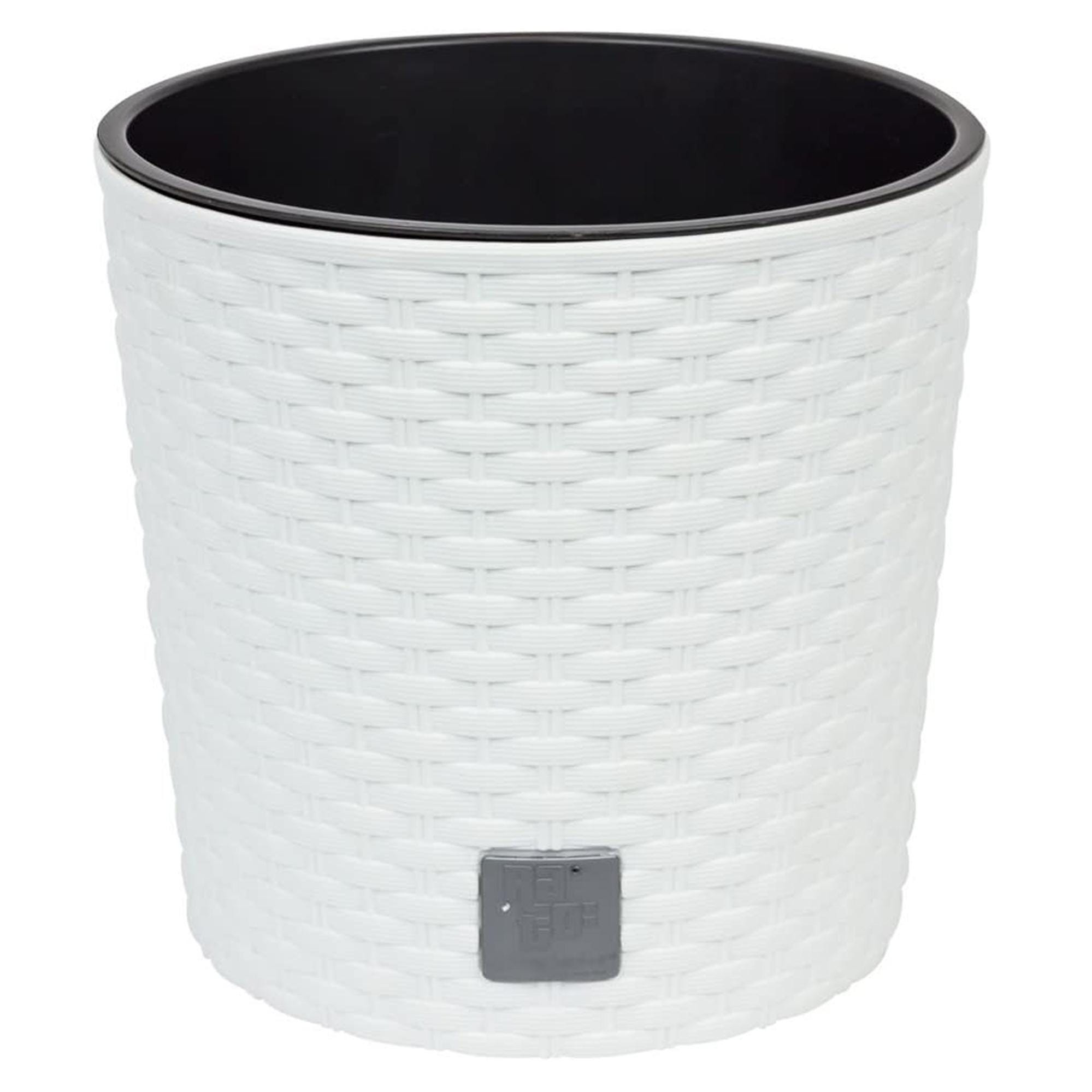 Vaso Rato 15 Litri Antracite Con Sottovaso: Per Interni Ed Esterni, Effetto Rattan