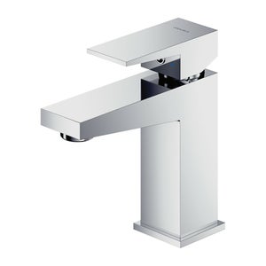 Mitigeur lavabo à poser 40MM, bec haut 14 cm, inox brossé, Treemme