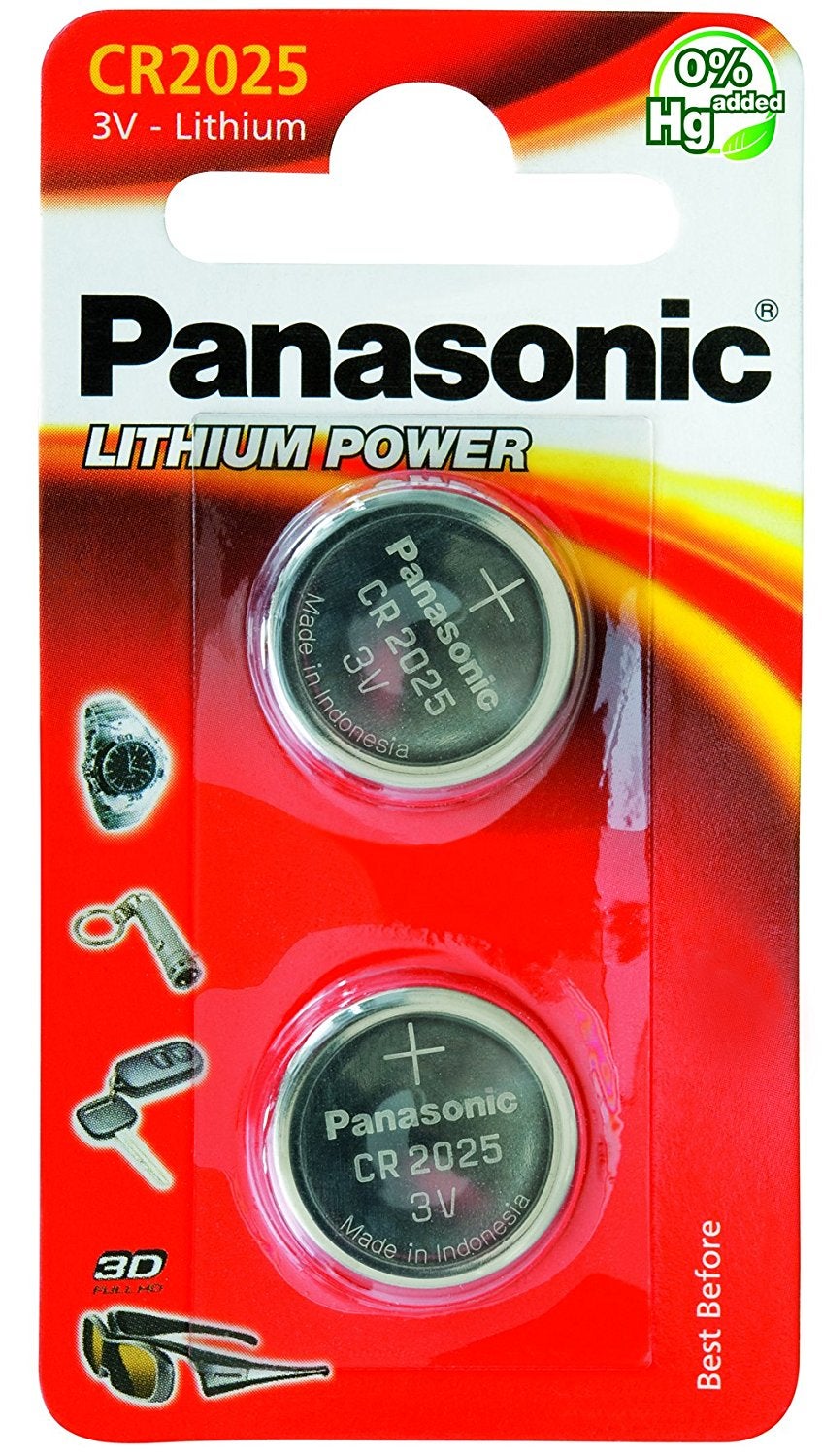 PANASONIC Blister de 2 piles CR 2025 3V au lithium