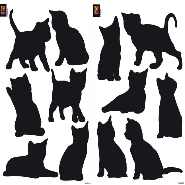 Sticker gatti in silhouette