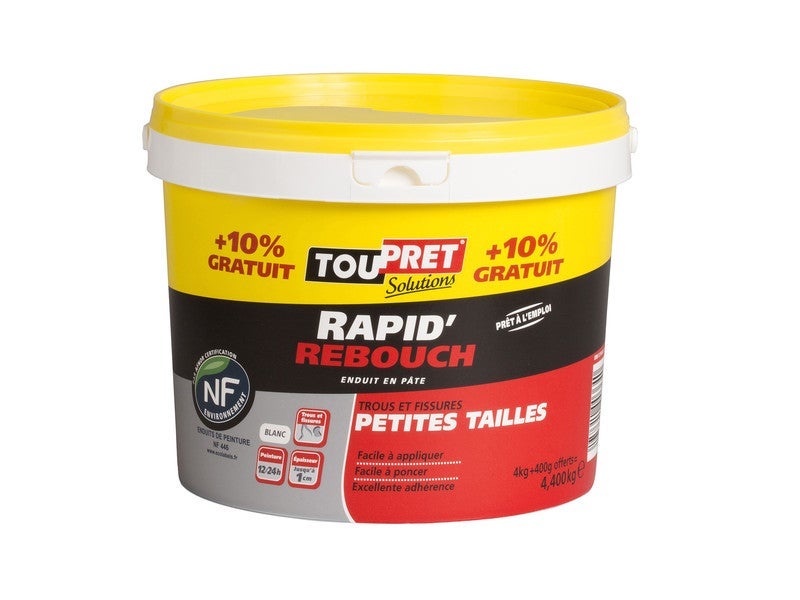 Enduit de rebouchage en pâte Rapid'rebouch TOUPRET blanc 1.25 kg