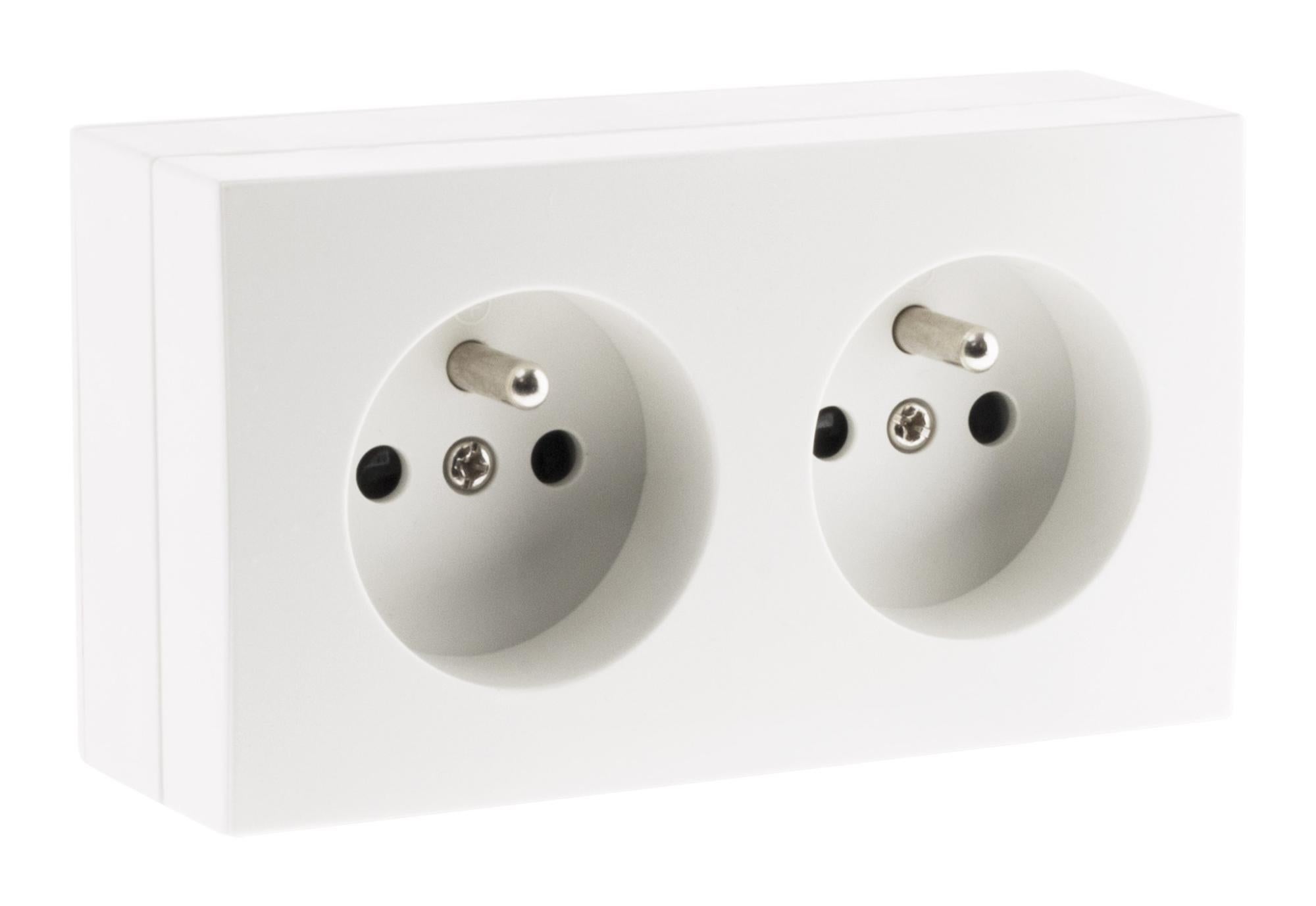Prise électrique 2P+T 16A Blanc - En Saillie, Certifiée NF - Installation Facile