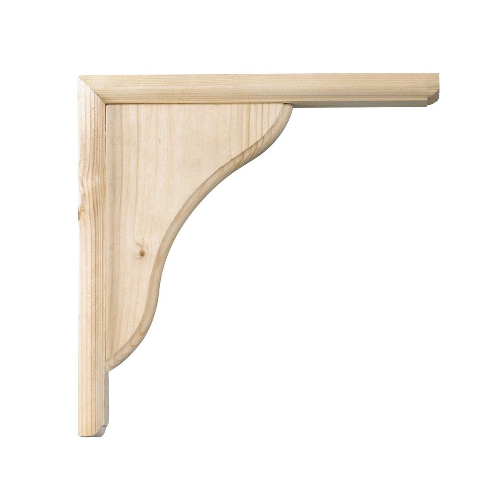 Mensola a voluta in legno grezzo naturale, H.20 x P.20 cm