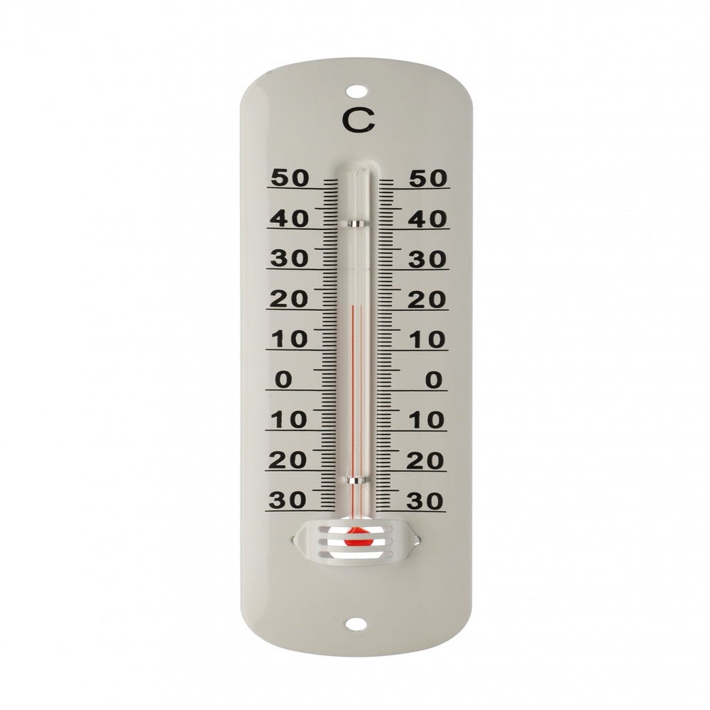 Termometro da interno/esterno in metallo (27.9 x 6.7 x 1.5 cm, metallo,  bianco)