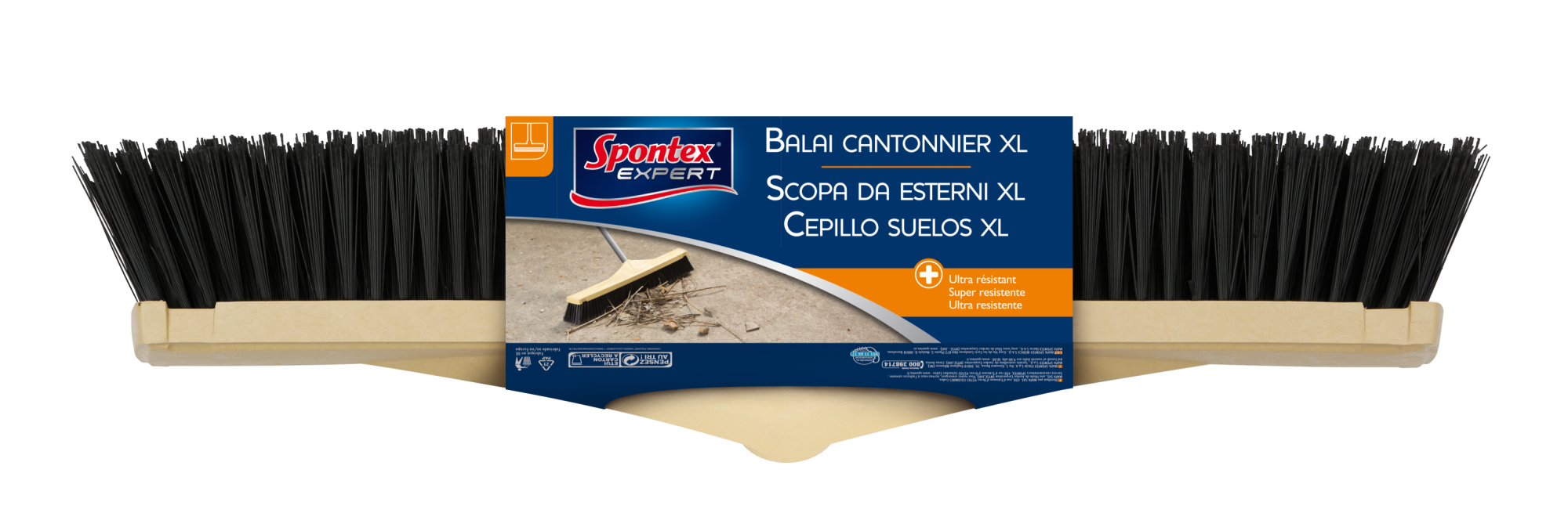SPONTEX EXPERT Besen Mit Integriertem Schwamm | Rutschfester Metallgriff, 120 Cm, Super Saugstark