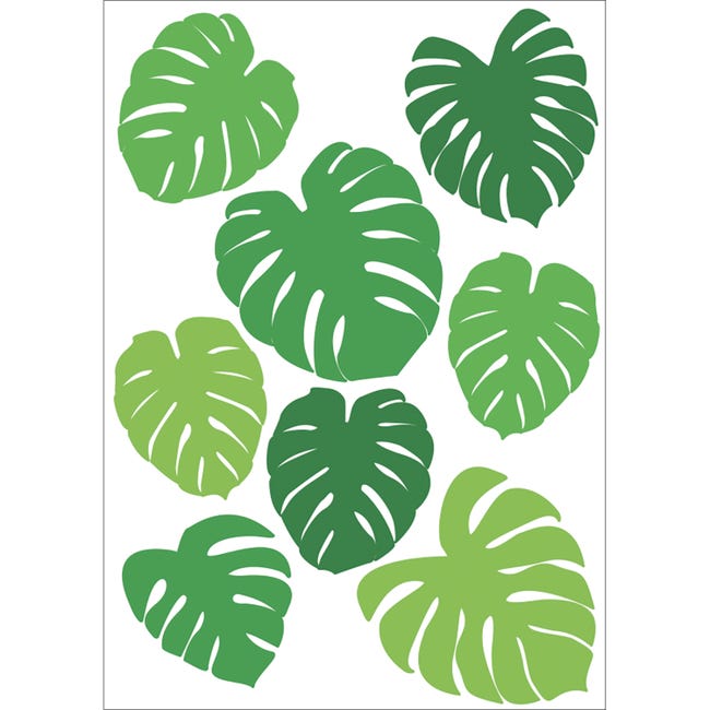 Planche de stickers 'Jungle' vert (feuilles tropicales) - 50x70 cm