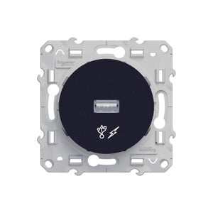 Schneider - Odace - prise USB double - charge rapide - type A+C - cobalt -  18W - 3,4A - Réf 