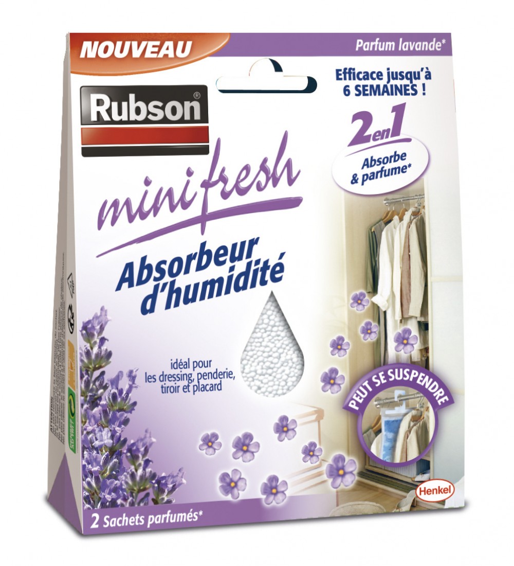 Rubson MiniFresh 2x50g Lavanda - Deumidificatore E Deodorante Per Armadi E Cassetti, Confezione Da 2 Sacchetti Antiumidità