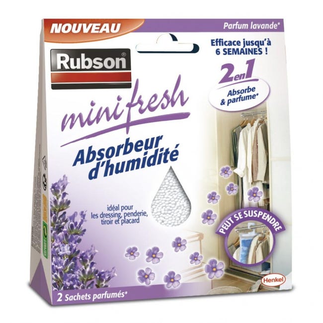 Rubson MiniFresh 2x50g Lavanda - Deumidificatore E Deodorante Per Armadi E Cassetti, Confezione Da 2 Sacchetti Antiumidità
