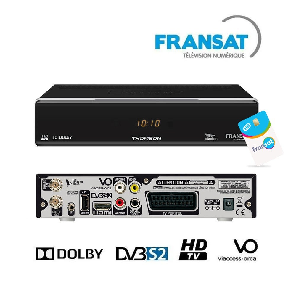 Récepteur Décodeur TNT HD satellite FRANSAT HD THOMSON THS 805 - Carte ...