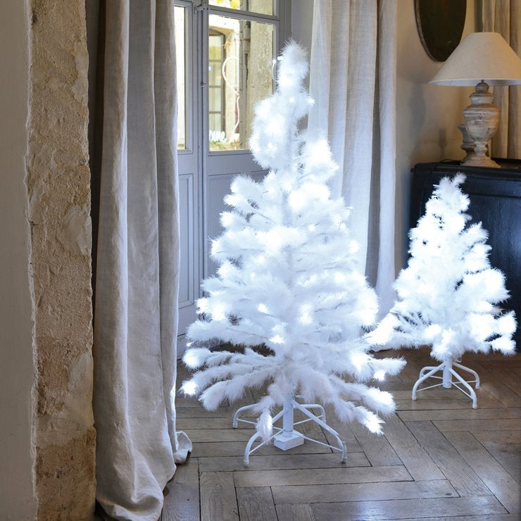 Sapin-sapin De Noël Lumineux Led Plume Blanc H80cm Blanc Blachere 