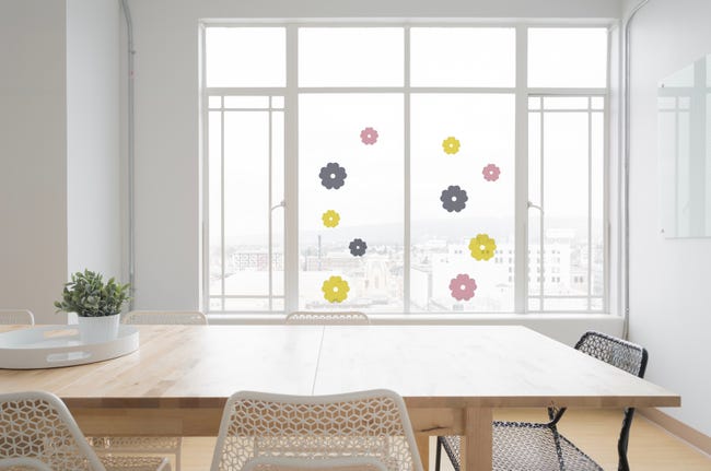 Sticker électrostatique pour vitre, dessins de fleurs stylisées pour  décorer les vitres, 21 cm X 29,7 cm