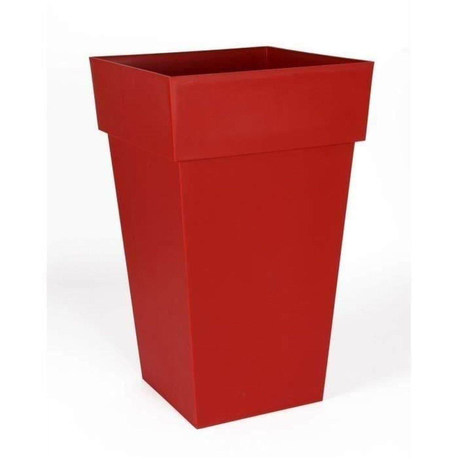 EDA Blumentopf Toskana – Quadratisch, Hoch, 62 Liter, 39 X 39 X 65 Cm, Rubinrot