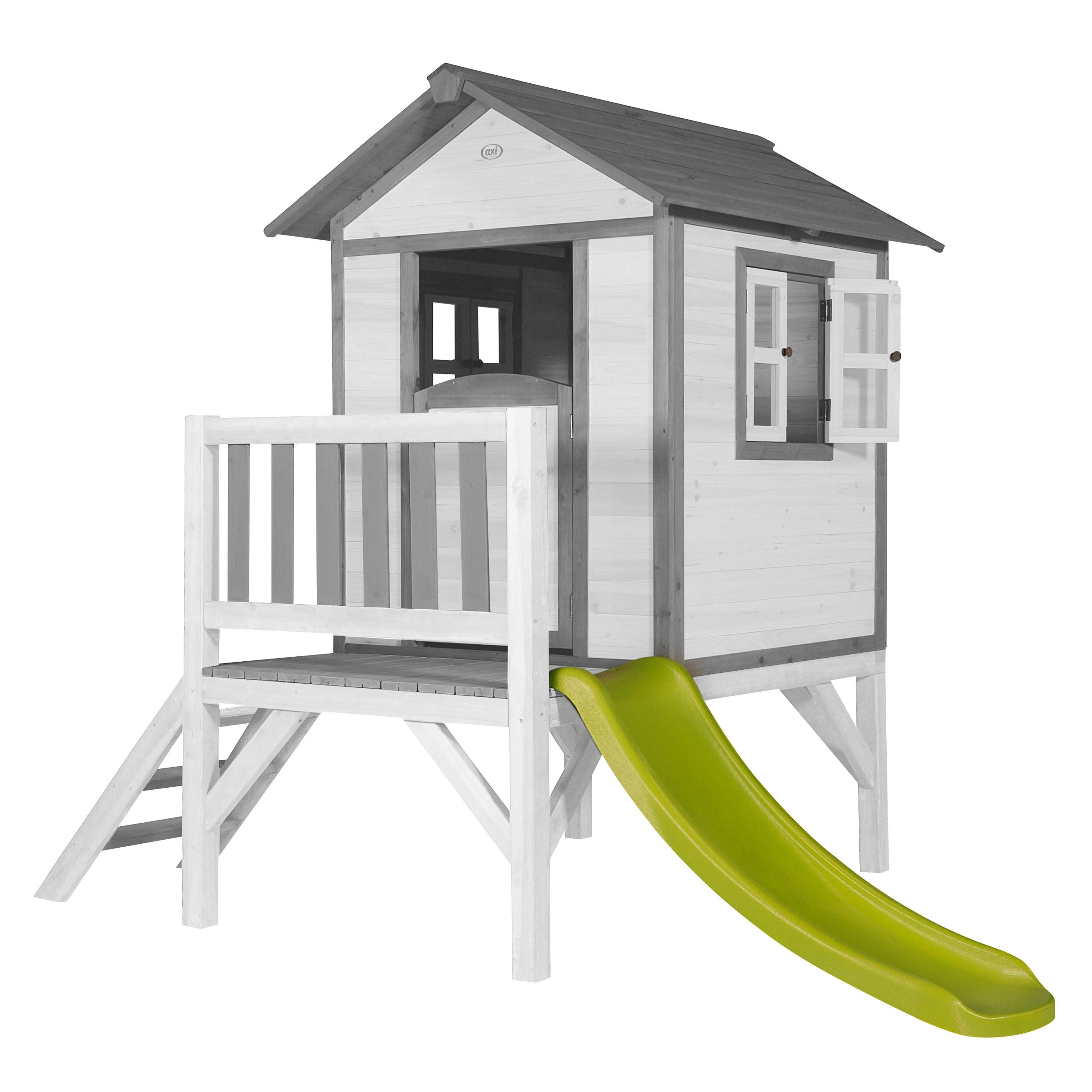 AXI Beach Lodge XL Casa Bambini con pavimento e scivolo verde, Casa da  gioco per giardino / esterno in grigio e bianco in legno FSC, Parco giochi