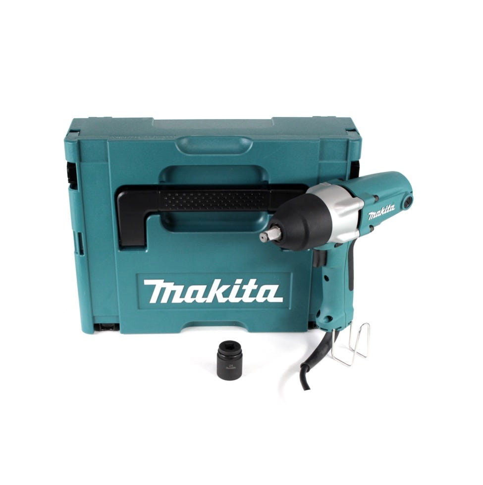 Makita TW 0200 J 380 W Boulonneuse à chocs 1/2 200 Nm + Coffret MakPac +  Douille à chocs 1/2 24 mm - sans Chargeur, sans Batterie