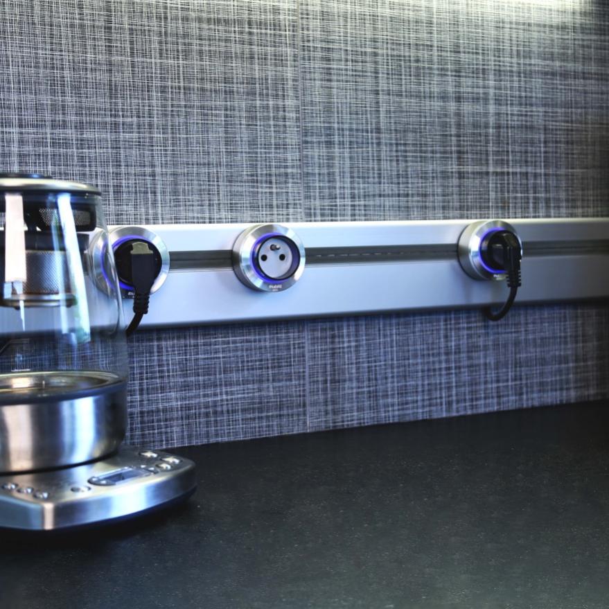 Rail Électrique E-genesis, 60 Cm - Raccord À Gauche - Alu Brossé - 2