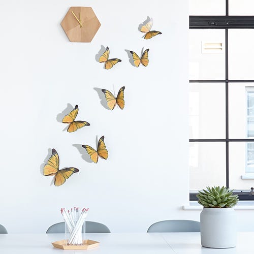 Sticker adesivi murali, vere farfalle sfumature di tuorli, x7, 21 cm x 29,7  cm