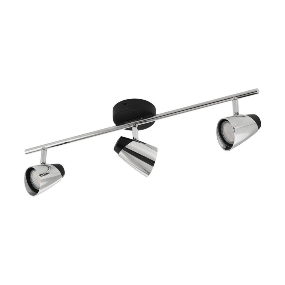 EGLO MONCALVIO - Faretto Da Soffitto LED 2 Luci 5W - 800 Lumen 3000K - Acciaio Nero Cromato 36x16,5 Cm