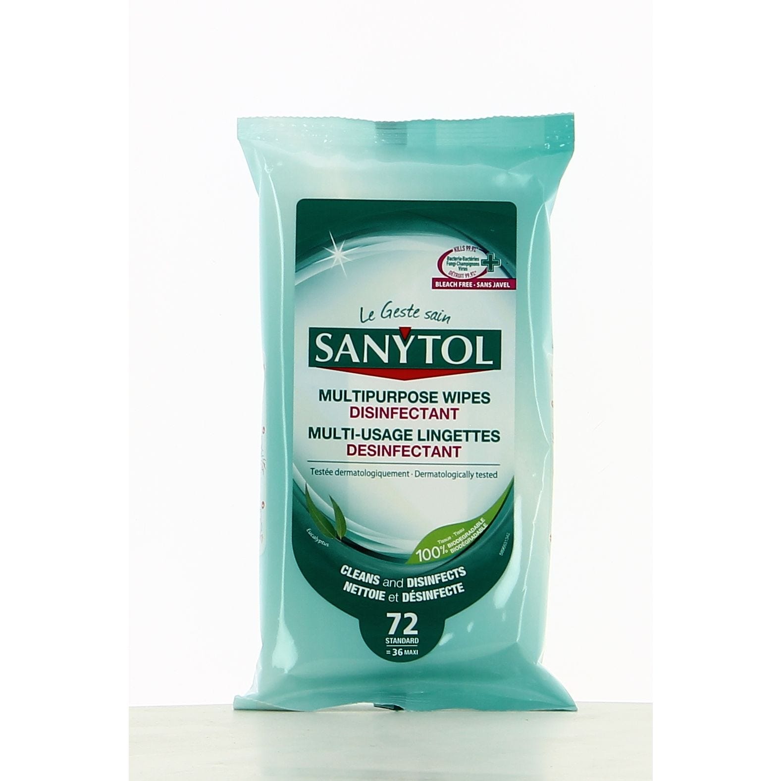 Lingettes désinfectantes multi-usages Sanytol 94 % végétal