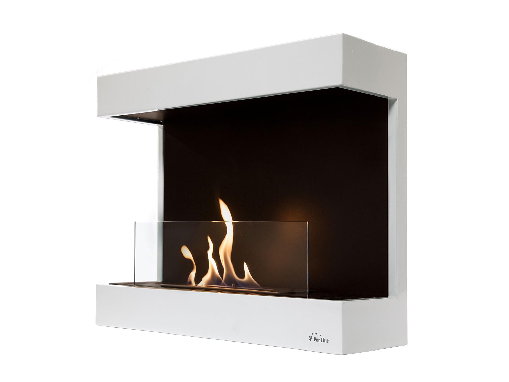 Caminetto A Bioetanolo Bianco 90x40cm - Con Vetro E Fiamma Regolabile