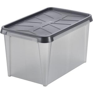 LOT DE 3 bacs de rangement à roulettes VENTILO gris 50 Litres