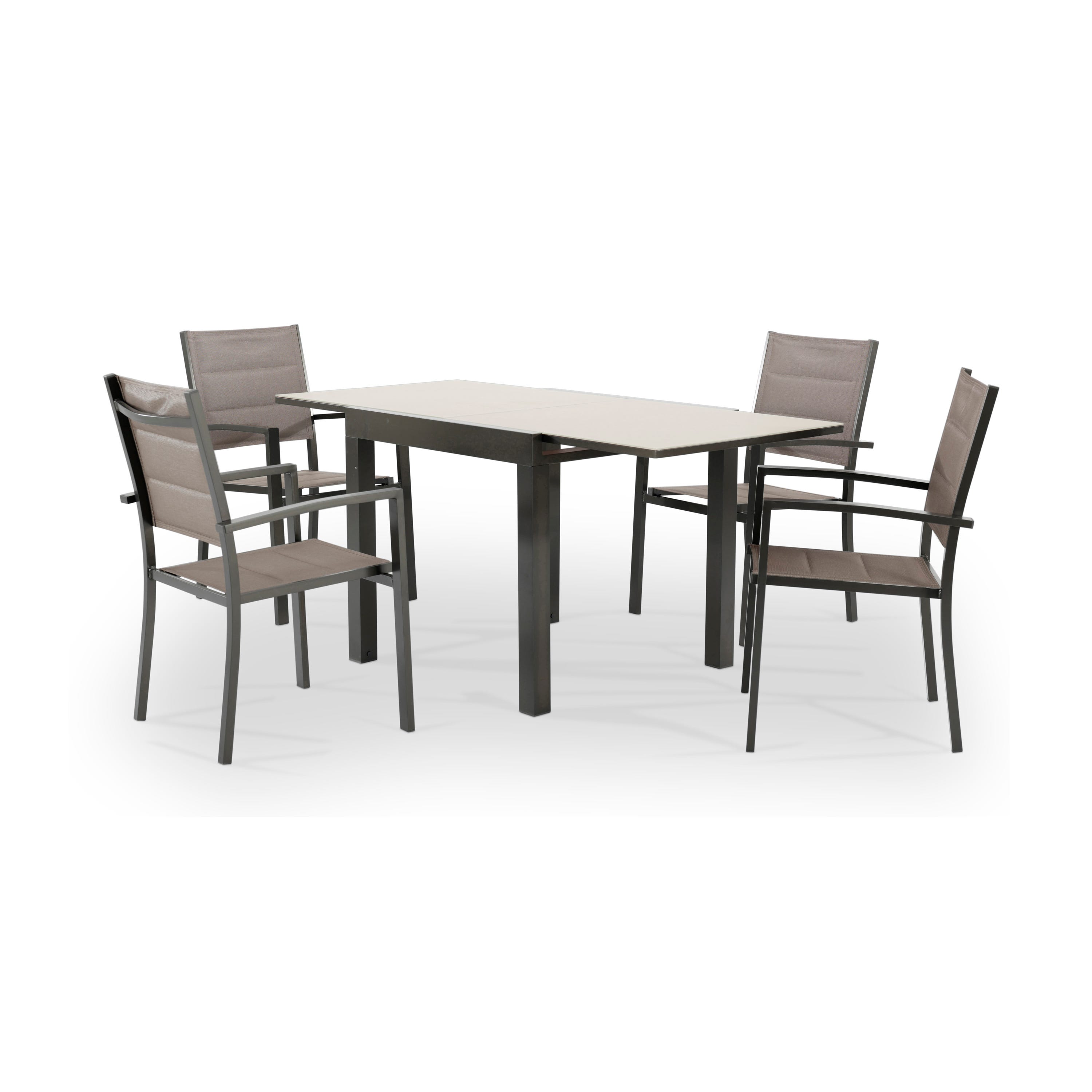 Conjunto blanco mesa redonda y 6 sillas textileno OSAKA & TOKYO