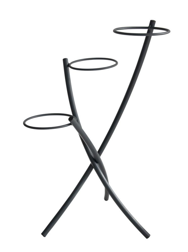 Porte plantes tube ROND20 3 pots anthracite H. 77 pour pot 20 cm
