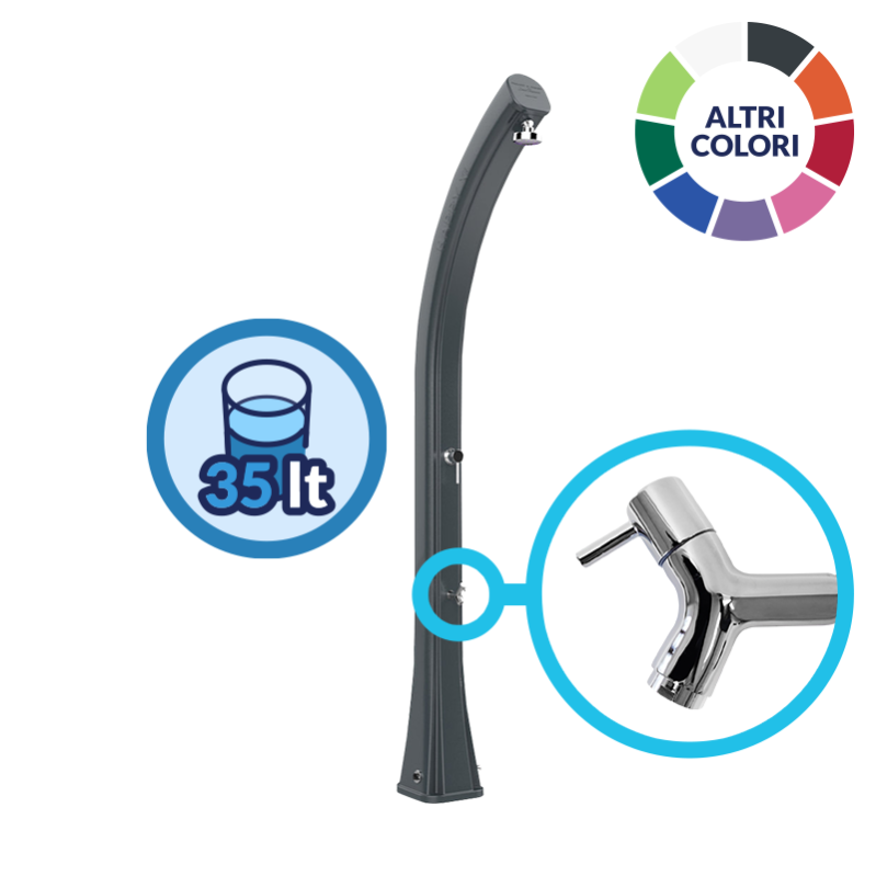 Ducha Solar Happy Xl H420 De Pvc De 35 Litros Con Lavapiés - Antracita