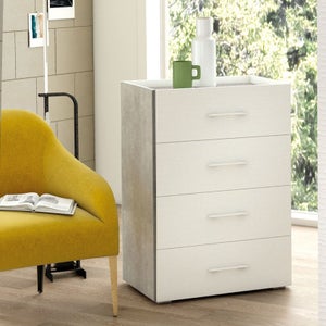 Commode Penderie Étagère 4 Tiroirs Tissu Gris Cadre Acier 45x30x94 Cm à  Prix Carrefour