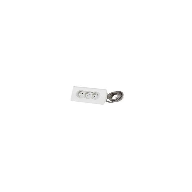 Rallonge multiprise 3 x 2P+T - 2 modules de charge USB type-A - 16 A -  Support tablette intégré - Blanc et gris
