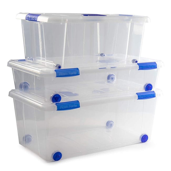 Caja de ordenación transparente, Fabricado en plástico, Almacena ropa y  otros objetos, 12 L (34x27x18cm) Sin ruedas