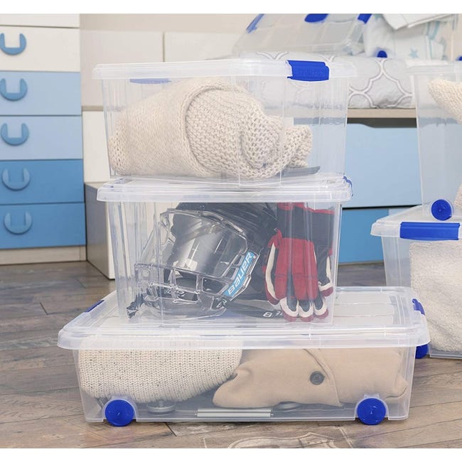 Caja de ordenación transparente, Fabricado en plástico, Almacena ropa y  otros objetos, 30 L (73x41x18cm) Con ruedas