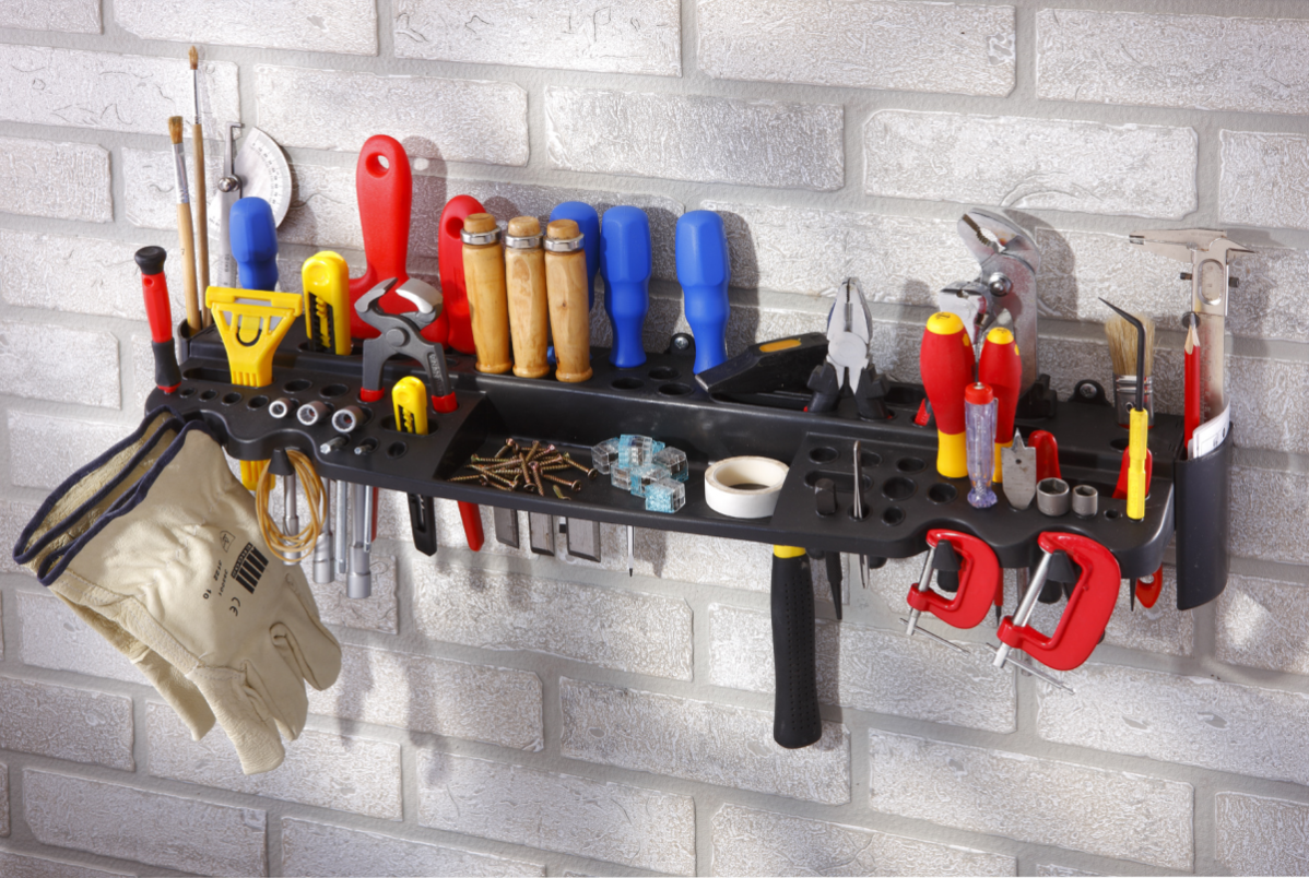 Porte-Outils De Jardin Murale Mottez - 10 Supports Acier Pour Range Tondeuse, Râteau, Pelle