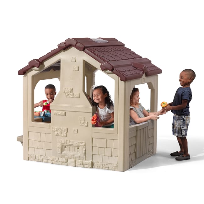 Step2 Charming Cottage Maison Enfant en Plastique Maison de Jeux pour l ext rieur jardin Maisonnette Cabane de Jeu avec Cuisine Table Pique