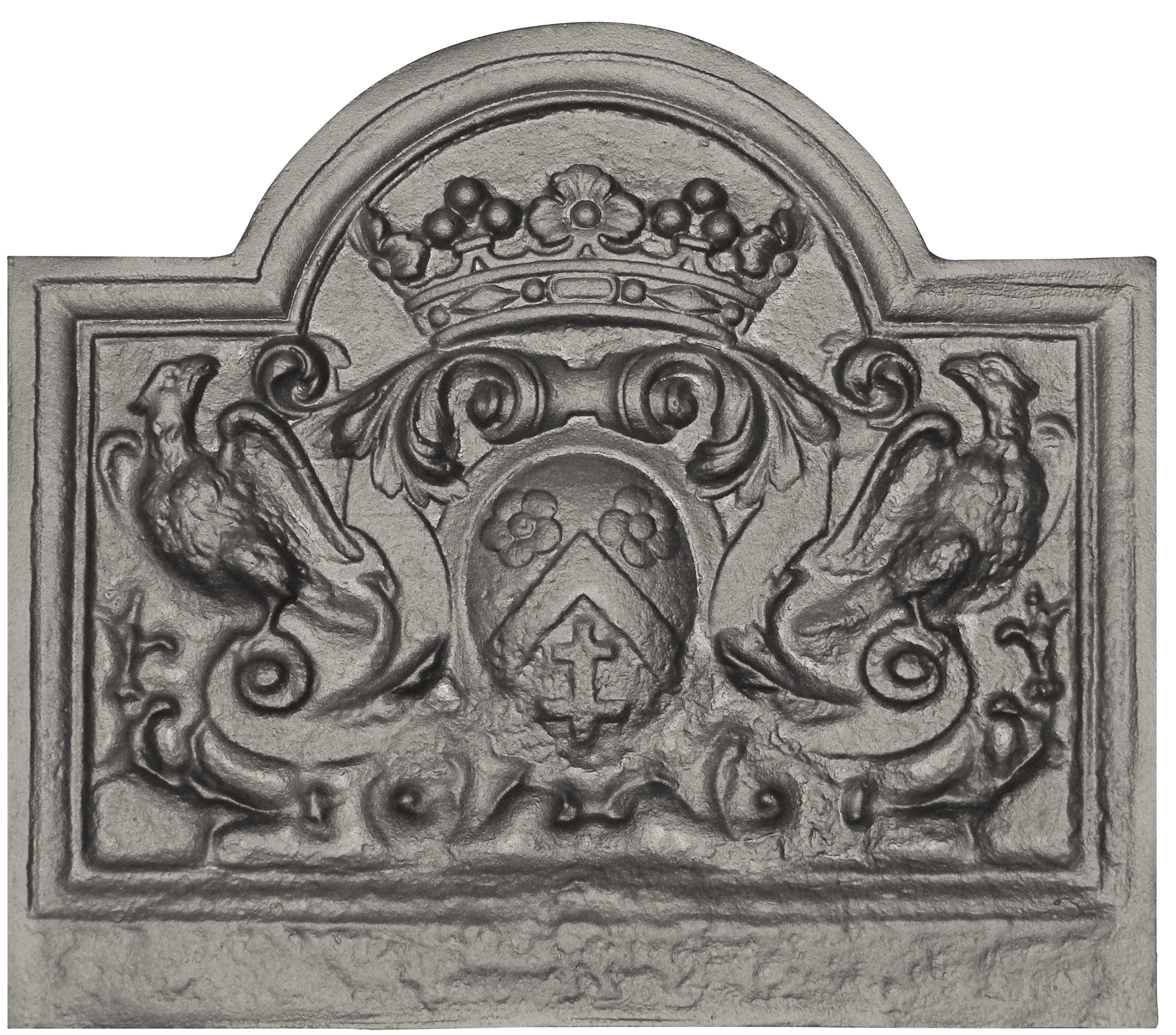 Piastra da camino in fusione di ghisa braccia di lorena, grigio, H. 70 cm  X L. 80 cm