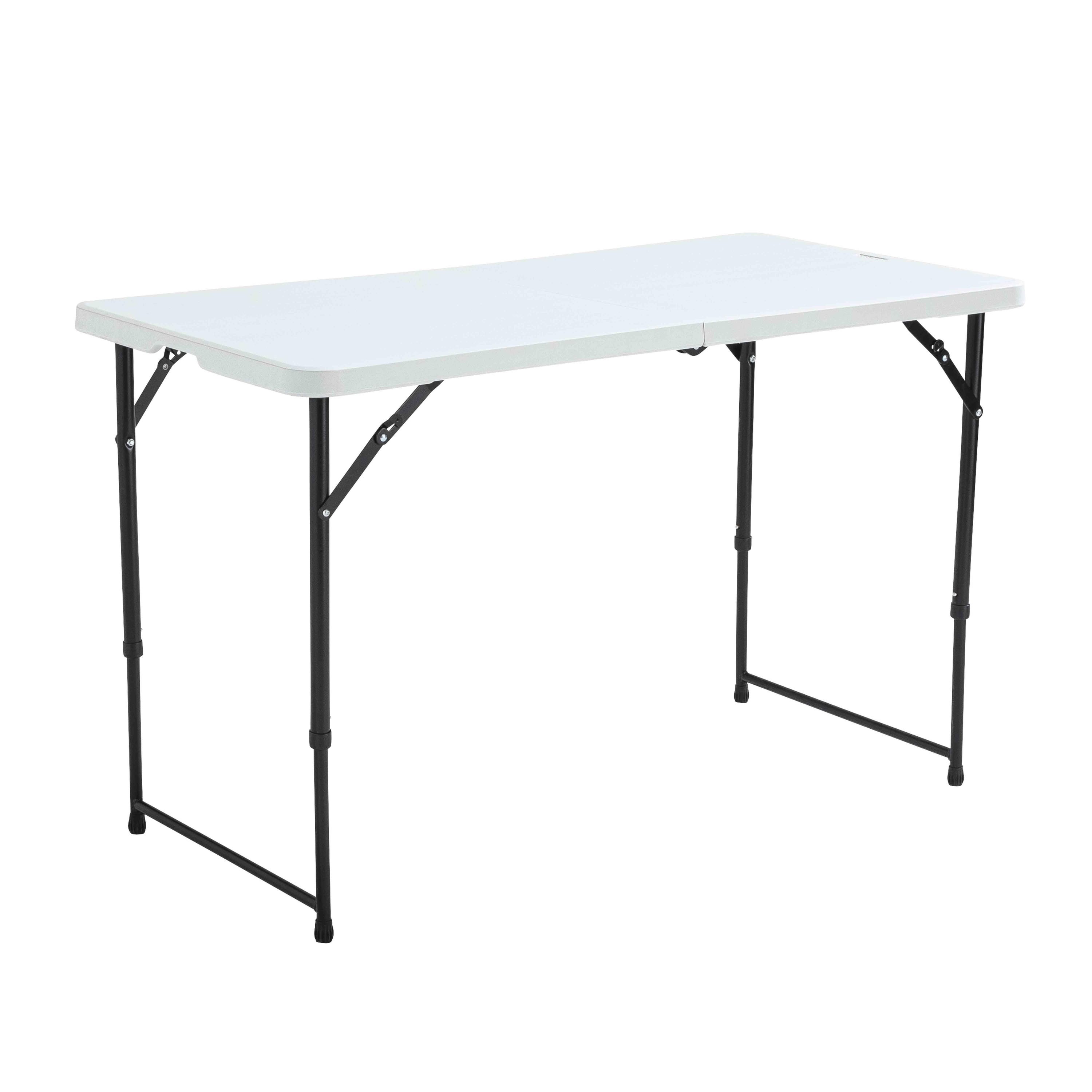 Tavolo pieghevole bianco altezza regolabile L122xP61xA74cm - chiuso  61x61x8,5cm - RETIF