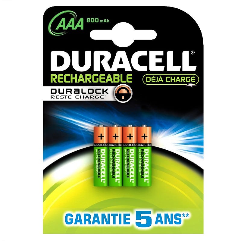 Pack de 4 pilas aaa duracell hr03-a/ 1.2v/ recargables