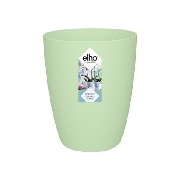 Elho Brussels Orchidea 12.5 – Vaso Per Interni Verde Fortunato, Diametro 13 Cm, Con Troppo Pieno, In Plastica Riciclata