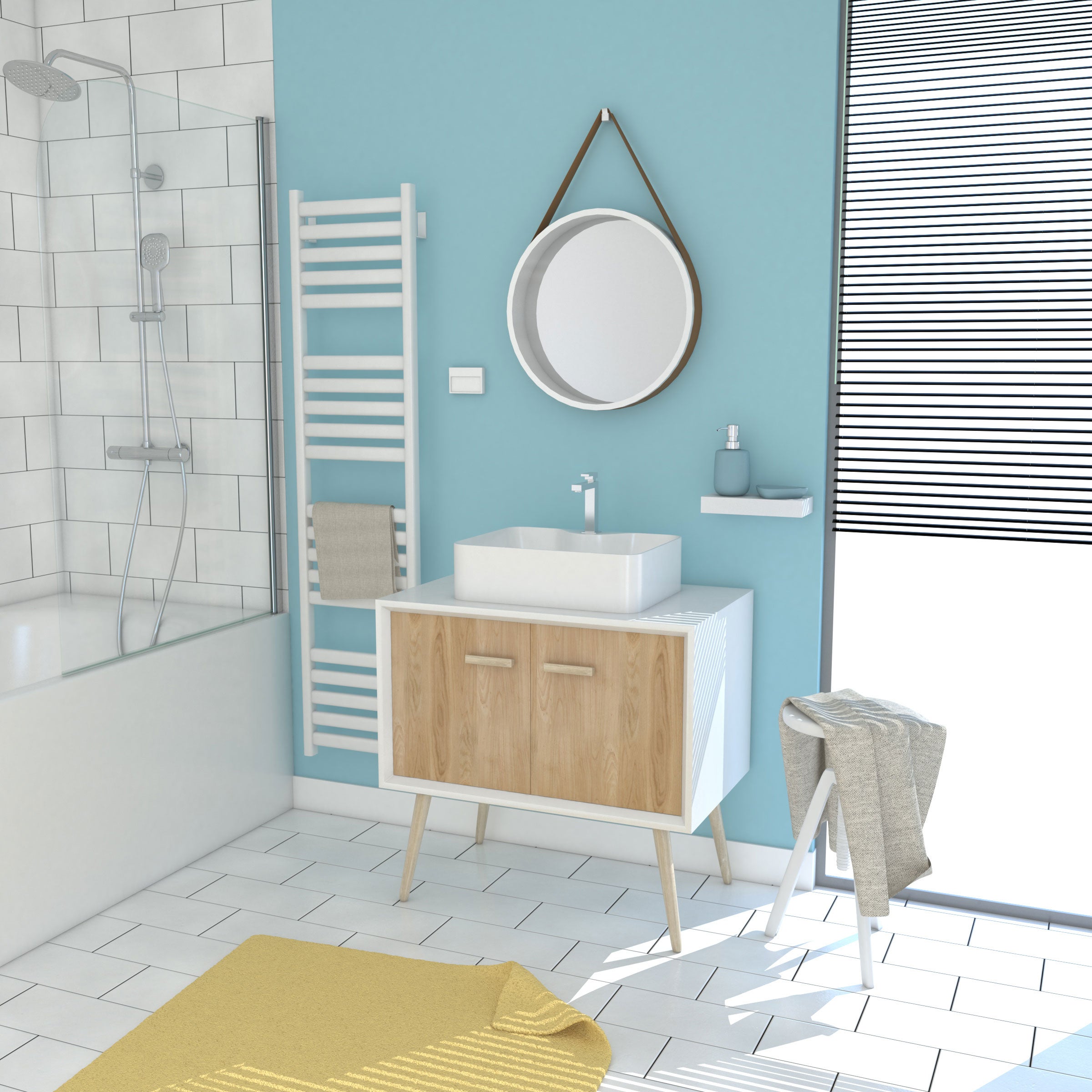 Mueble de baño Hydra con lavabo y espejo en color pino/cambrian