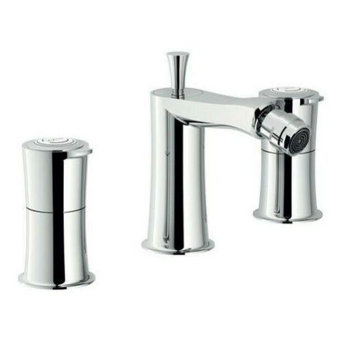 Rubinetto Completo Per Bidet - Batteria A 3 Fori Con Piletta Inclusa