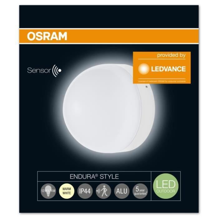 Applique extérieure LED ENDURA STYLE Détecteur de présence Garantie 5 ans OSRAM Inox 6W Equivalent 33W