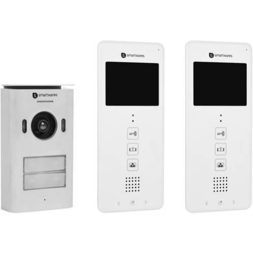 Smartwares DIC-22122 Interphone vidéo 2 fils Set complet 2 foyers blanc