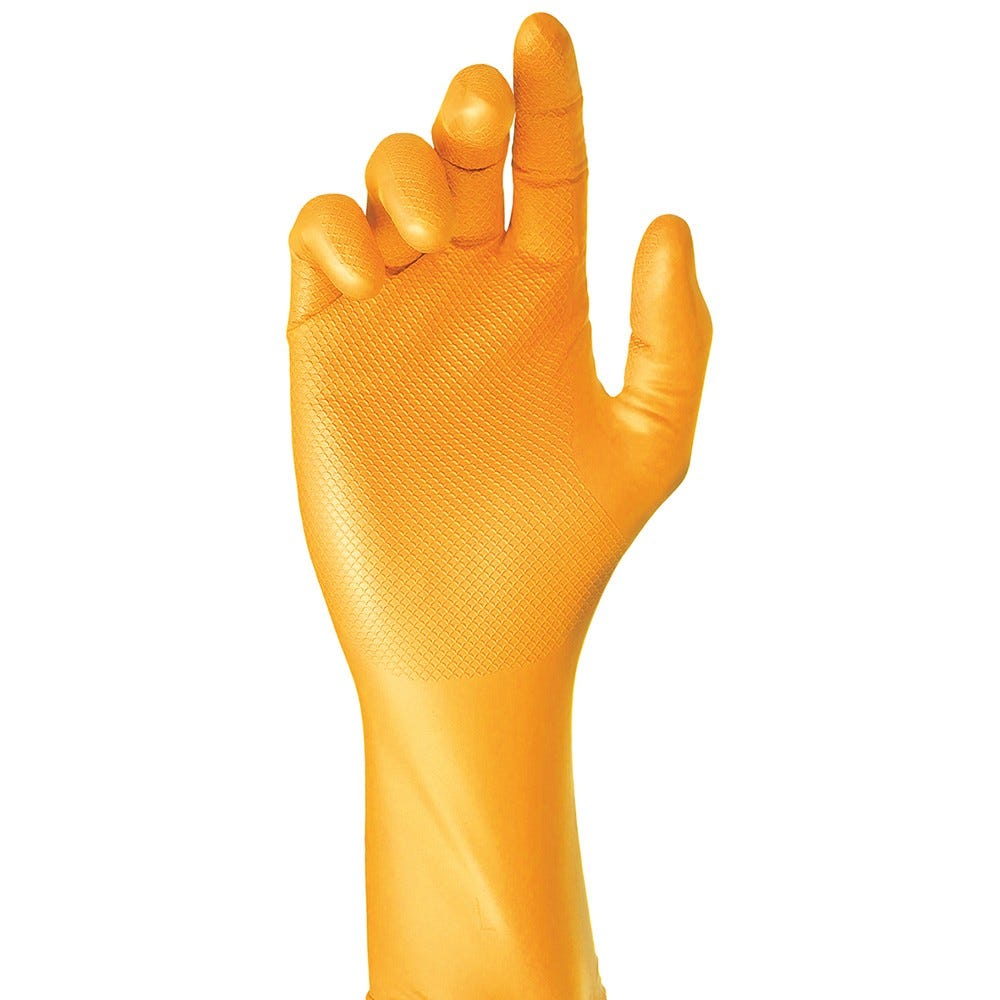 Bo�te de 50 gants jetables en nitrile orange sans poudre taille 8