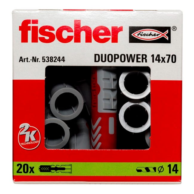Chevilles DuoPower 14x70 - bi-matière multi matériaux - Fischer 538244